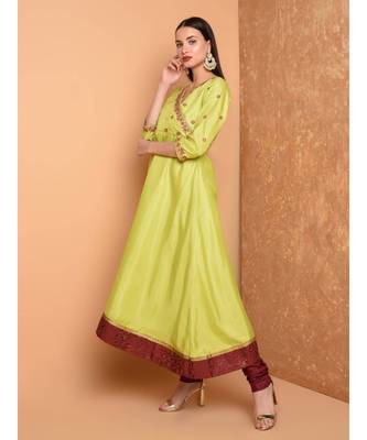 Green Silk Embroidered Suit Set 2