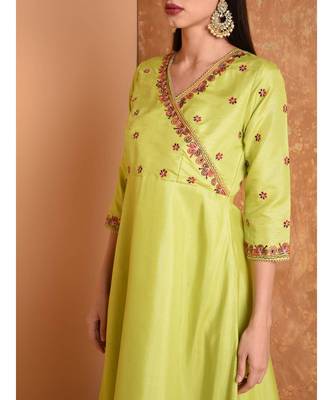 Green Silk Embroidered Suit Set 5