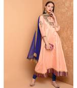 Peach Silk Embroidered Suit Set