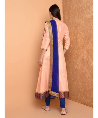 Peach Silk Embroidered Suit Set 4
