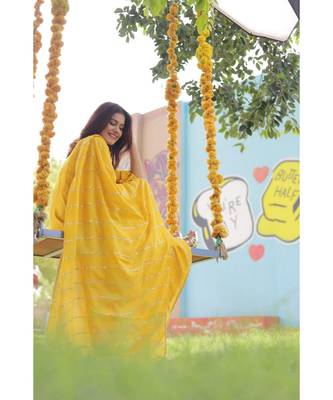 Yellow flared gotta suit set. 3
