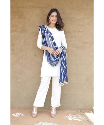 White and blue lehariya suit set. 1