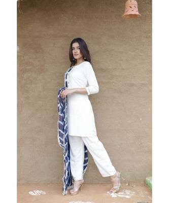 White and blue lehariya suit set. 3