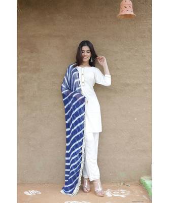 White and blue lehariya suit set. 4