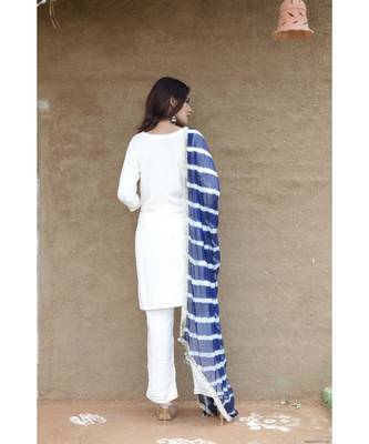 White and blue lehariya suit set. 5