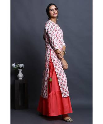 cotton embroidered pink kurta with dress 2