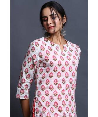 cotton embroidered pink kurta with dress 3