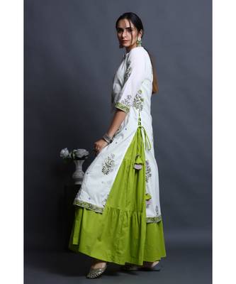 cotton embroidered white kurta with dress 2