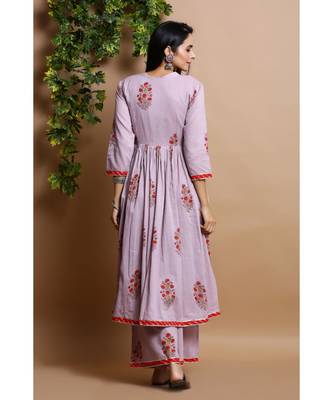 cotton embroidered muave kurta set 4