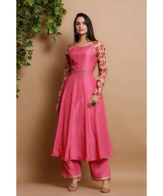 silk pink anarkali 1