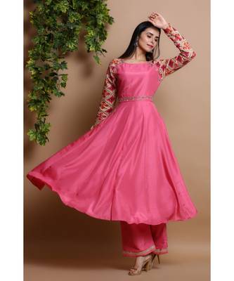 silk pink anarkali 2