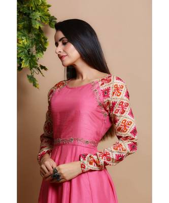 silk pink anarkali 4