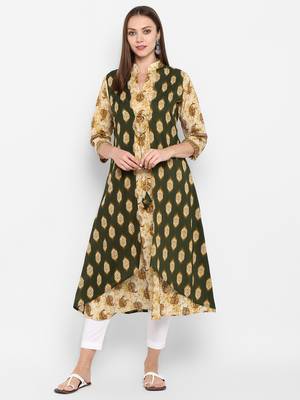 womens Multicolored Cotton Printed Kurta 1