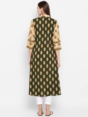 womens Multicolored Cotton Printed Kurta 4
