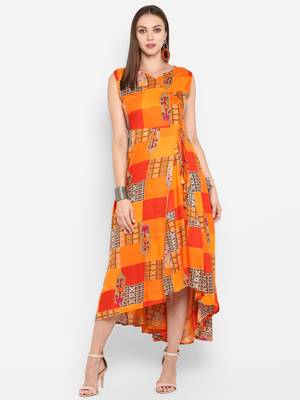 womens Mulicolored Rayon Printed Anarkali 1