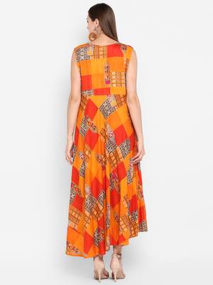 womens Mulicolored Rayon Printed Anarkali 4