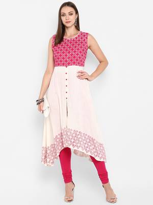 womens Multicolored Rayon Printed A-Line Kurta 1