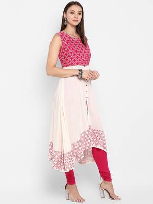 womens Multicolored Rayon Printed A-Line Kurta 2