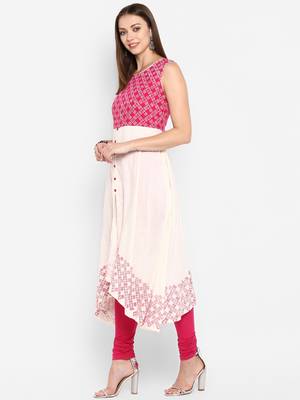 womens Multicolored Rayon Printed A-Line Kurta 3