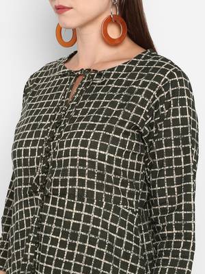 Womens Green Cotton Printed Anarkali 5
