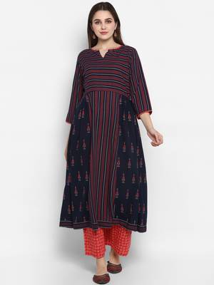 blue printed cotton-kurtis 1