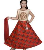 Red Floral Brocade Lehenga With Cream Embroidered Choli And Red Net Dupatta