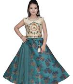 Sea Green Floral Brocade Lehenga With Cream Embroidered Choli And Sea Green Net Dupatta