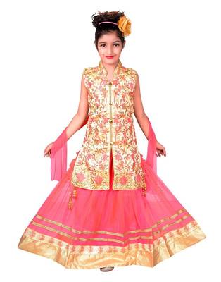 Pink Net Lehenga With Cream Embroidered Choli And Pink Net Dupatta 1