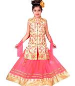 Pink Net Lehenga With Cream Embroidered Choli And Pink Net Dupatta