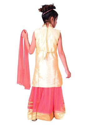 Pink Net Lehenga With Cream Embroidered Choli And Pink Net Dupatta 5