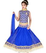 Blue Net Embroidered Lehenga Choli And Dupatta