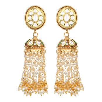 Gold Kundan Brass Drop Earrings 1