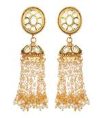 Gold Kundan Brass Drop Earrings