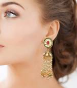 royal big Gold kundan jhumkas
