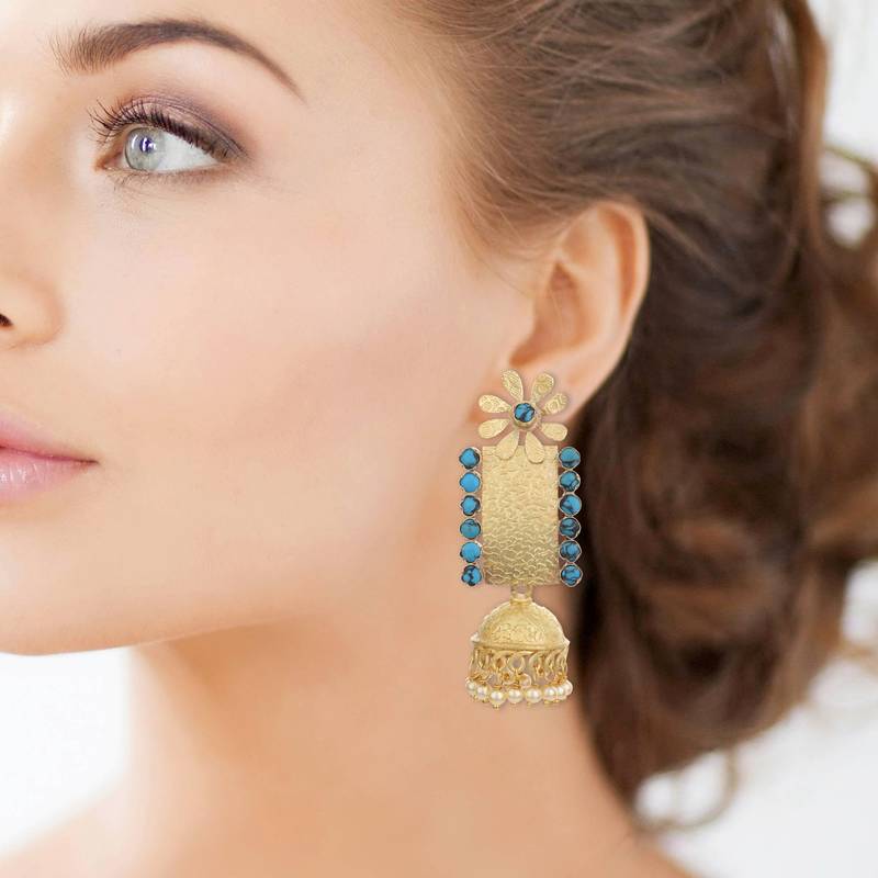 blue  agate danglers-drops