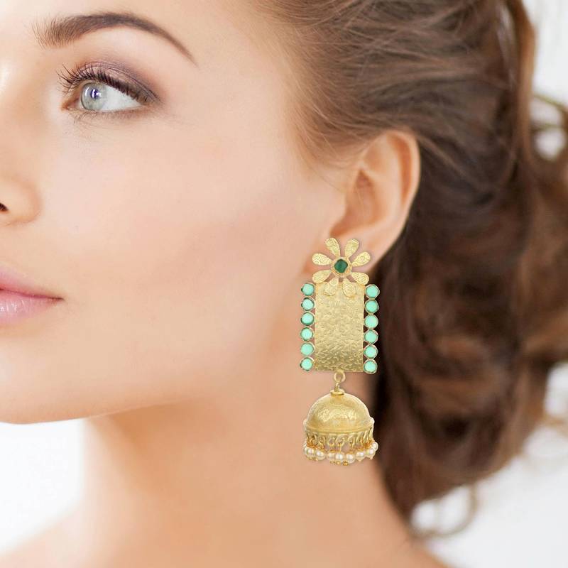 Gold agate danglers-drops