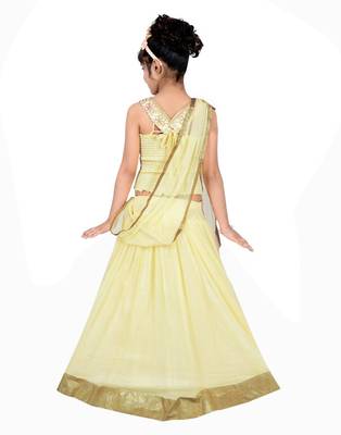 Cream And Peach Net Embroidered Lehenga With Embroidered Choli And Attached Net Dupatta 3