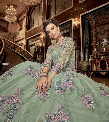 Light-sea-green embroidered net salwar 2