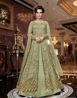 Light-green embroidered net salwar 1