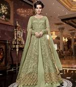 Light-green embroidered net salwar