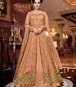 Light-peach embroidered net salwar