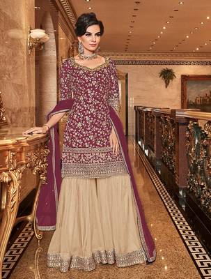 Purple embroidered net salwar 1