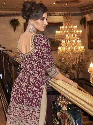 Purple embroidered net salwar 2