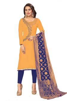 Yellow hand embroidery cotton salwar