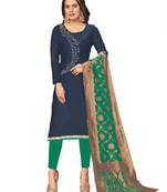 Dark-blue hand embroidery cotton salwar