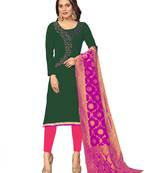 Dark-green hand embroidery cotton salwar