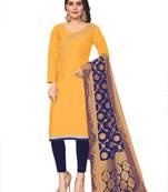 Yellow hand embroidery cotton salwar