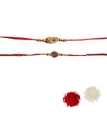 Designer Zircon work Rakhi Combo of 2 Rakhi with Roli Tika for Brother