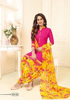 Pink printed crepe salwar 1