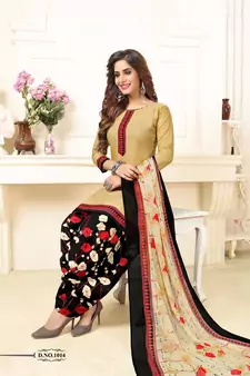 Beige printed crepe salwar